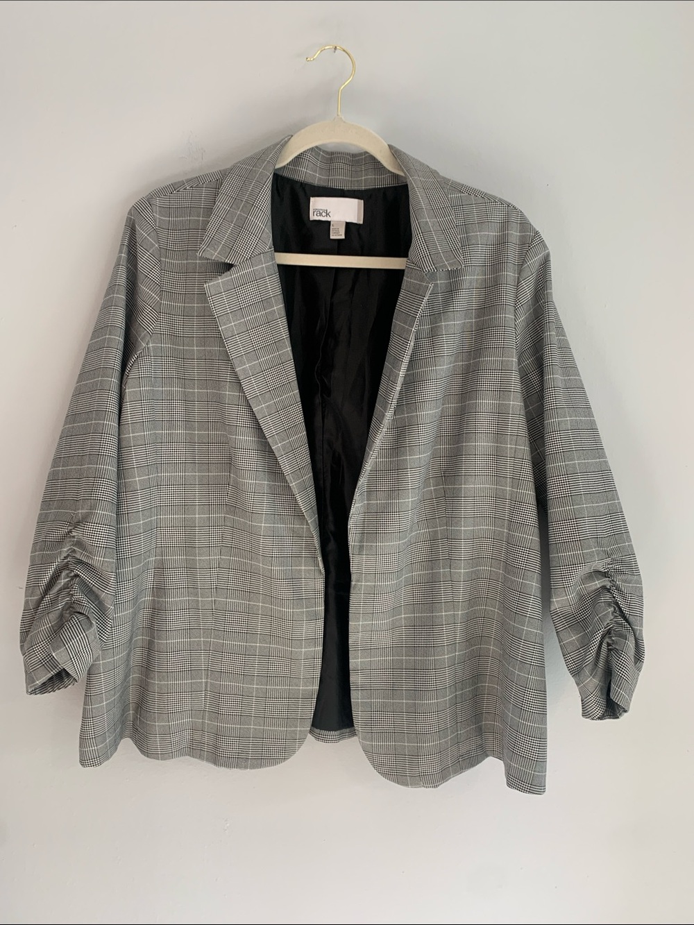 NORDSTROM RACK Black Lined Plaid Collar Jacket